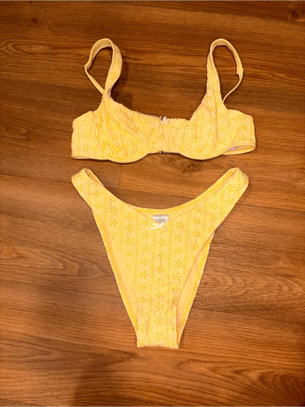 wild fable Yellow Eyelet Bikini Set